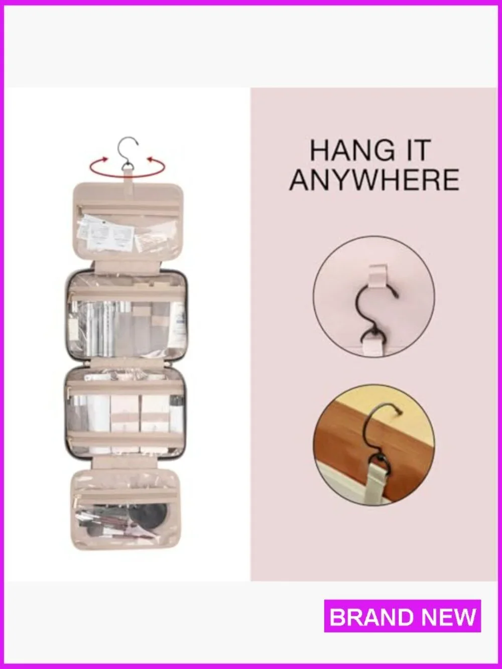 Hanging Toiletry Bag Travel Organizer Cosmetic Case Makeup Shampoo Accessories
